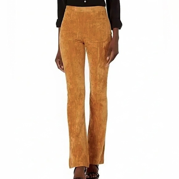 BLANK NYC Patch Pocket Mini Boot Pants Stretch Faux Suede Toasted Caramel Brown - Picture 4 of 12
